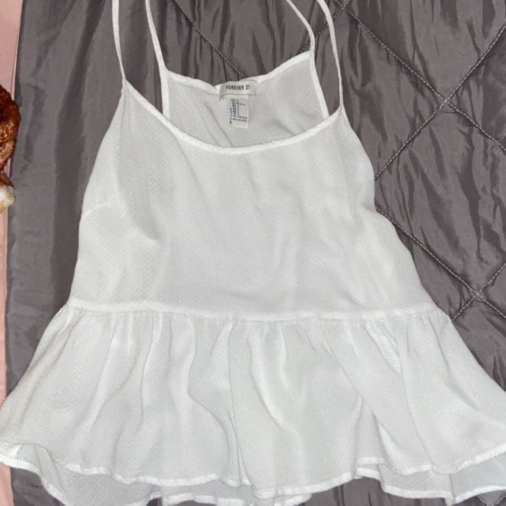 White Cropped Spaghetti Strap Shirt